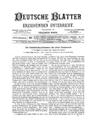 Der Geschichtsquellenwert des Alten Testaments : in Vorträgen vor Lehrern und Lehrerinnen erörtert ; (Fortsetzung)