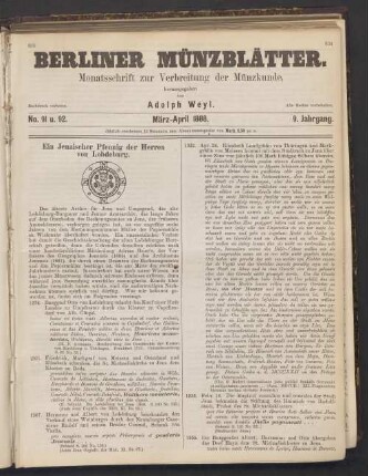 No. 91 u. 92. März-April 1888