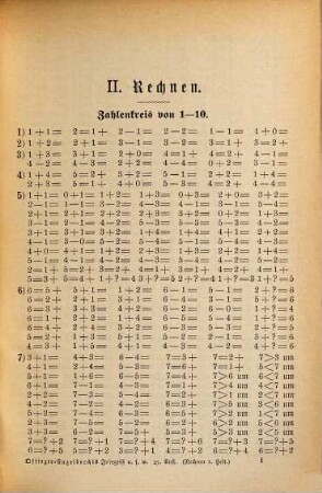 Offingers und Engelbrechts Inbegriff des Notwendigsten und Gemeinnützigsten aus der Natur und dem Menschenleben, 2,1. Rechnen ; 1 : Aufgaben für die Unterstufe