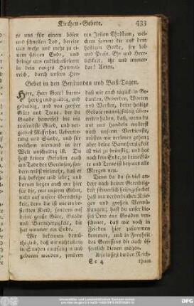 Gebet in den Betstunden und Buß-Tagen.