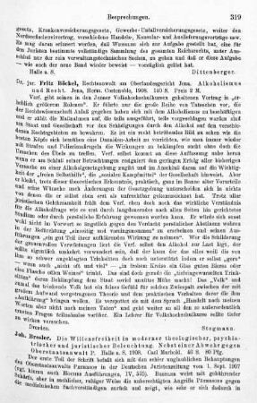 319, Fritz Böckel. Alkoholismus und Recht. 1908