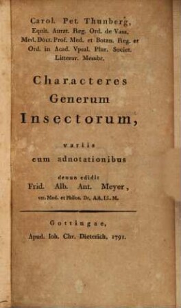 Characteres Generum Insectorum