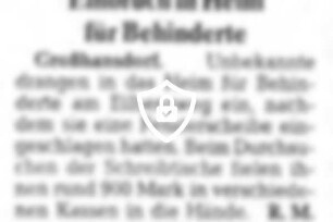 Einbruch in Heim für Behinderte