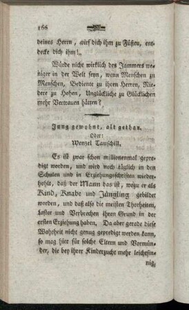 Jung gewohnt, alt gethan. Oder: Wenzel Tauschill.
