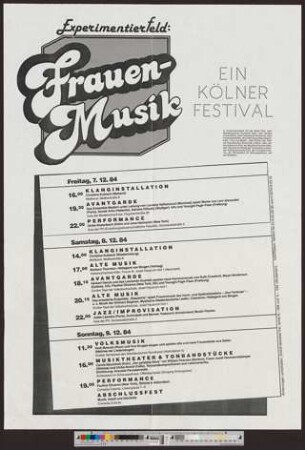 Experimentierfeld: Frauen-Musik : Ein Kölner Festival