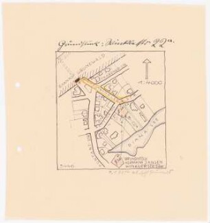 Haus Jansen, Berlin-Grunewald: Grundkartenausschnitt 1:4000 mit südöstl. Umgebung des Bf. Grunewald, Standortbegehung, Winklerstr. 22a