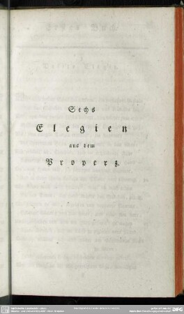 Sechs Elegien aus dem Properz