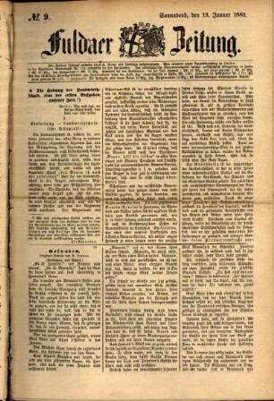 Ausgabe vom Samstag, den 13. Januar 1883.