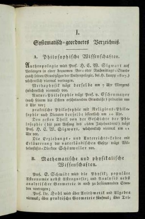 3-13, I. Systematisch-geordnetes Verzeichniß