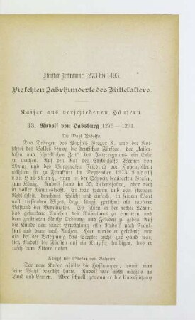 33. Rudolf von Habsburg 1273 - 1291