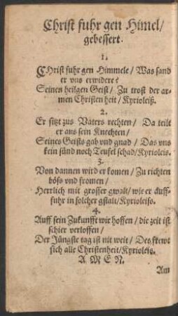 Christ fuhr gen Himel/ gebessert.