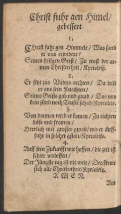 Christ fuhr gen Himel/ gebessert.