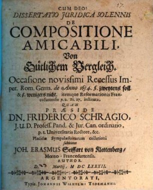 Diss. iur. sol. de compositione amicabili