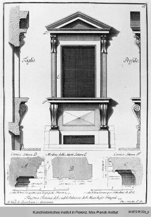 Fensterentwurf für die Fassade des Palazzo Giugni in Florenz