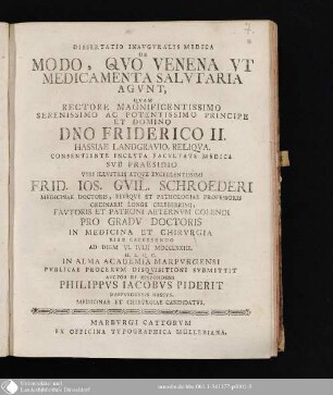 Disertatio Inavgvralis Medica De Modo, Qvo Venena Vt Medicamenta Salvtaria Agvnt