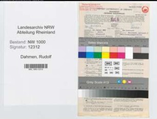 Entnazifizierung Rudolf Dahmen, geb. 16.01.1907 (Versich.Angest.)