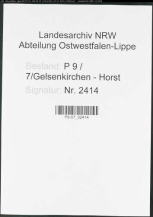 Sterberegister Standesamt Gelsenkirchen-Horst