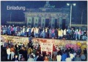 Einladungskarte zu einer Veranstaltung anlässlich des 15. Jahrestages des Mauerfalls im Berliner "Tränenpalast" mit Helmut Kohl und Angela Merkel