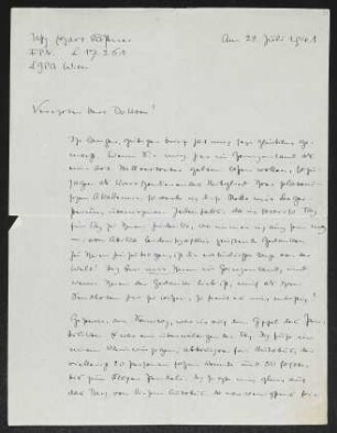 Brief von Erhart Kästner an Gerhart Hauptmann