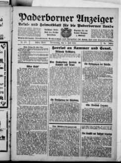 Paderborner Anzeiger : Lokal- und Heimatzeitung für das gesamte Paderborner Land : Tageszeitung für Jedermann : Publikationsorgan vieler Behörden