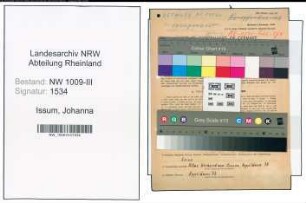 Entnazifizierung Johanna Van Issum , geb. 30.03.1884 (Geschaeftsfrau)