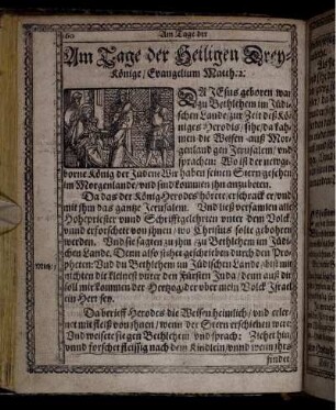 Am Tage der Heiligen DreyKönige/ Evangelium Matth. 2.