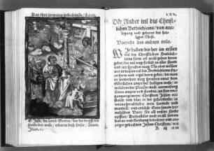 Friedrich Nausea. Christlich Bettbüchlein. Das thut in meiner gechtnus / Lu. 22. Illustration und Textseite(LXV). Holzschnitt, koloriert mit Goldauflage, 14,4 x 9,2 cm (Blattgröße), 1538. Verwalter, SLUB Dresden, Mscr.Dresd.G.64