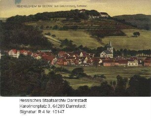 Reichelsheim im Odenwald, Panorama mit Reichenberg und Schloss