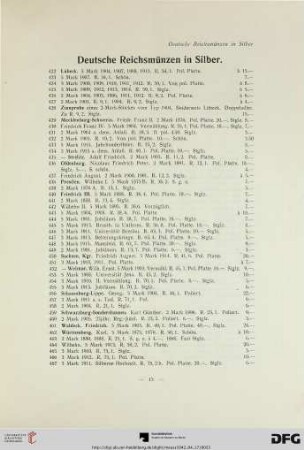 Deutsche Reichsmünzen in Silber (Nr. 422-467)