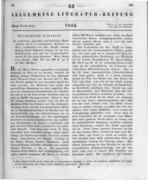 Krafft, A.: Die arabischen, persischen und türkischen Handschriften der K. K. Orientalischen Akademie zu Wien. Wien: Beck 1842