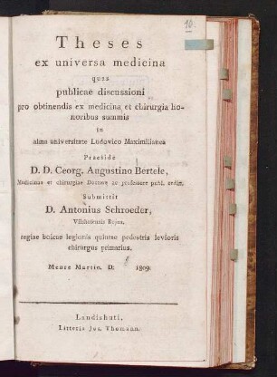 Theses ex universa medicina ...
