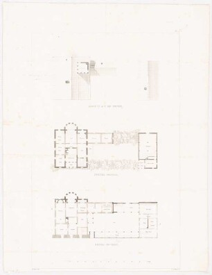 Architektonische Entwürfe für den vorhandener Gebäude, Potsdam 1845-49. Die Hofgärtner Sellosche Dienstwohnung in Sanssouci, Potsdam Umbau: Tafel 9. Grundrisse