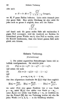 Siebente Vorlesung. Fortsetzung.