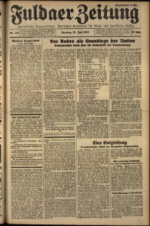 Erste Ausgabe vom Sonntag, den 28. Juli 1935.