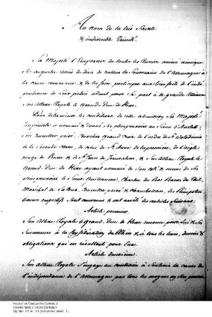 Beitritt Hessens zur Großen Allianz gegen Napoleon. (Vertrag mit Rußland, paraphiert)