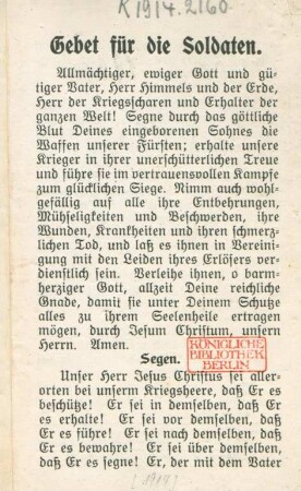 Gebet für die Soldaten