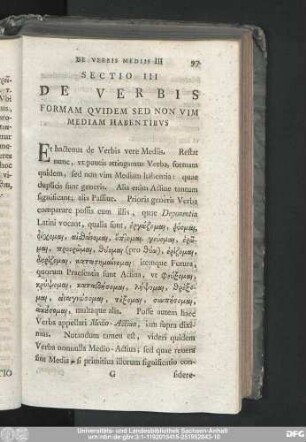Sectio III De Verbis Formam Quidem Sed Non Vim Mediam Habentius