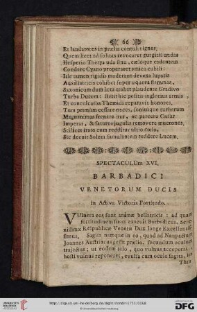 Spectaculum XVI: Barbadici venetorum ducis […]