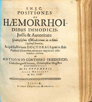 Positiones De Haemorrhoidibus Immodicis