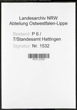 Sterberegister Standesamt Hattingen