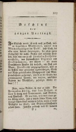 Beschluß des ganzen Vortrags.