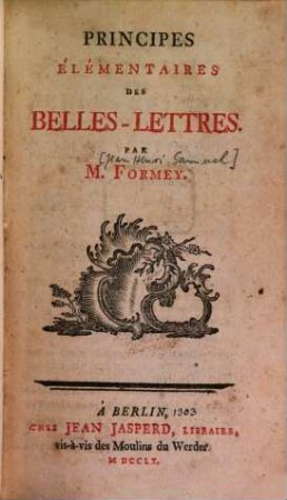 Principes Élémentaires Des Belles-Lettres