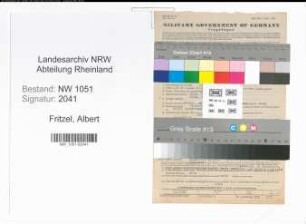 Entnazifizierung Albert Fritzel , geb. 19.02.1905 (Beamter)