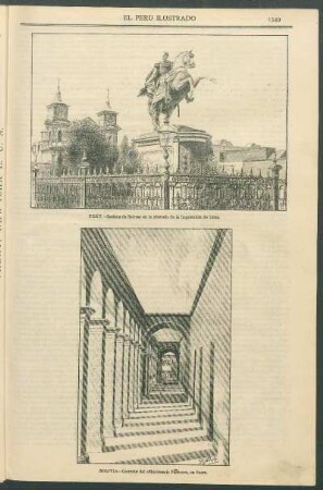 [Vista de] Perú - Estatua de Bolívar en la plazuela de la Inquisición de Lima.