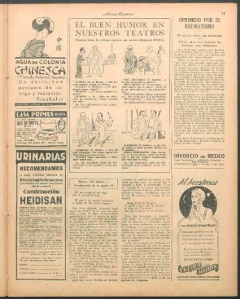 El buen humor en nuestros teatros [Caricaturas] : (Apuntes sobre los últimos estrenos por nuestro dibujante Ginzo)