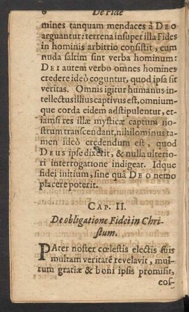 Cap. II. De obligatione Fidei in Christum.