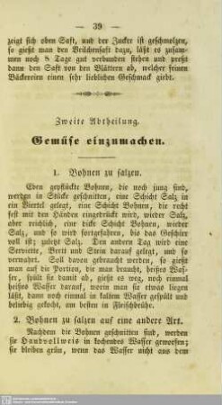 Zweite Abtheilung. Gemüse einzumachen
