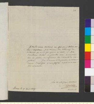Brief von Quetelet, Lambert Adolphe Jacques an Goethe, Johann Wolfgang von