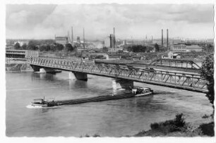 Postkarte Kehl am Rhein. Rheinbrücke mit Blick auf Straßburg