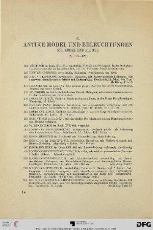 Antike Möbel und Beleuchtung; Stilmöbel und Flügel (Nr. 234-373)